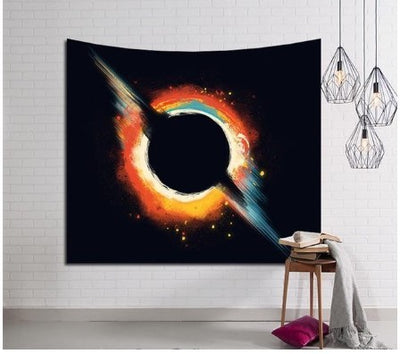 Galaxy-themed hanging wall decor or yoga beach mat with cosmic design, ideal for meditation, home decoration, or outdoor relaxation
