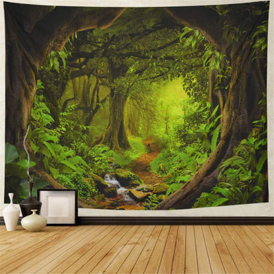 Big Tapestry featuring a beautiful natural forest scene, perfect for large wall decor to bring a calming, nature-inspired atmosphere to any living room, bedroom, or office space